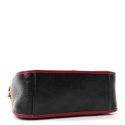 Vintage Effect Calfskin Matelasse Diagonal Mini Torchon GG Marmont Top Handle Shoulder Bag Black Romantic Cherry