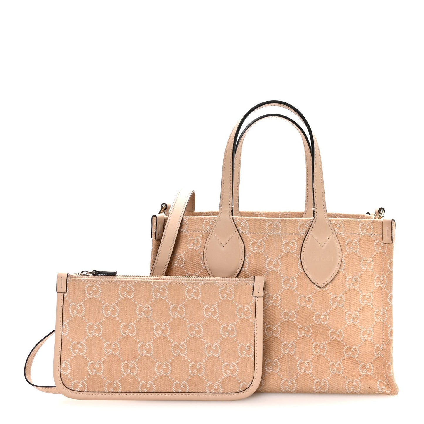 Denim Ophidia GG Monogram Tote Medium Light Beige