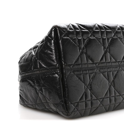 Crinkled Calfskin Macrocannage Large Toujours Black