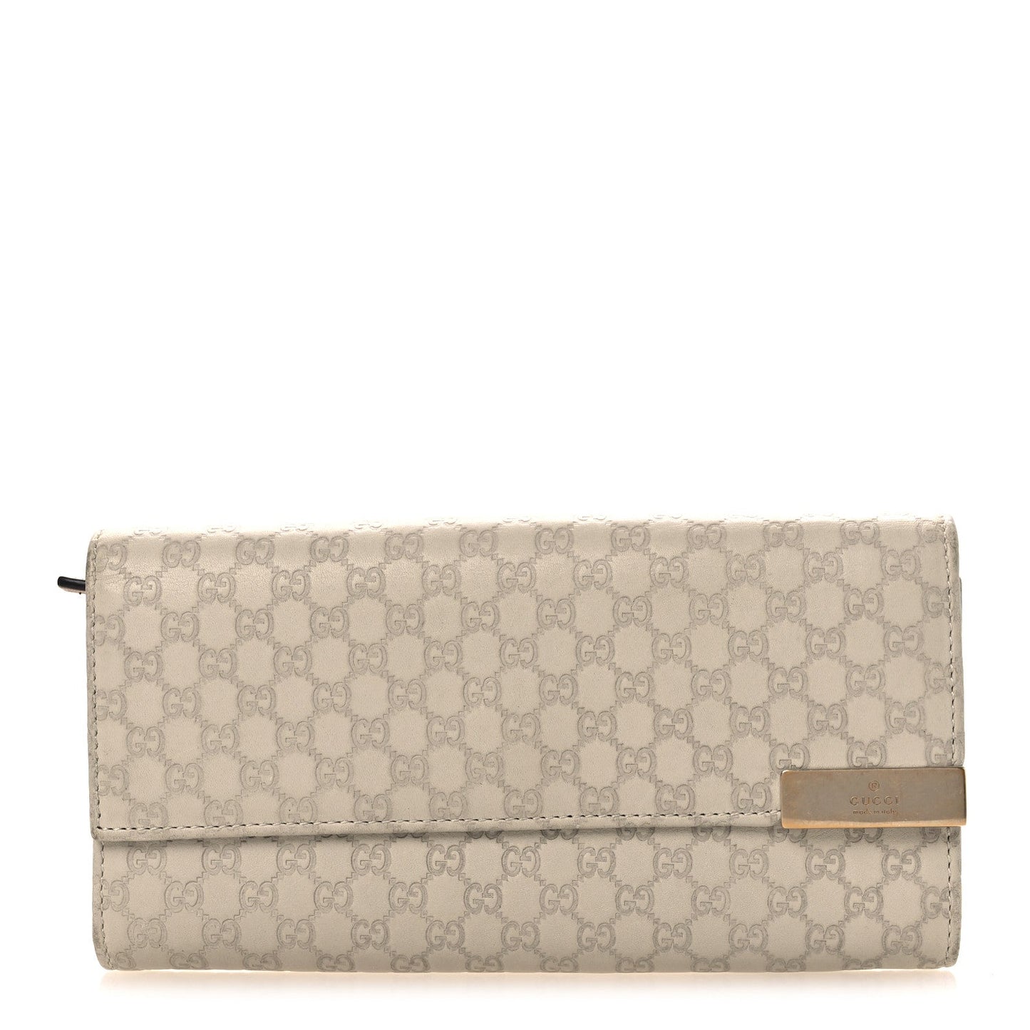 Soft Microguccissima Dice Chain Wallet Beige