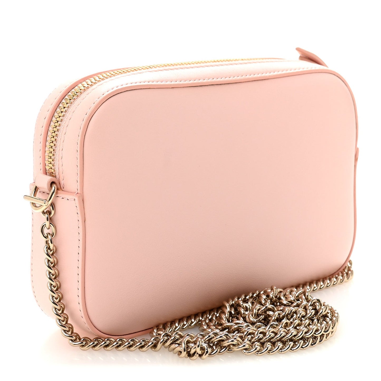 Dollar Calfskin Enamel Super Mini GG Marmont Chain Shoulder Bag Light Pink Blue