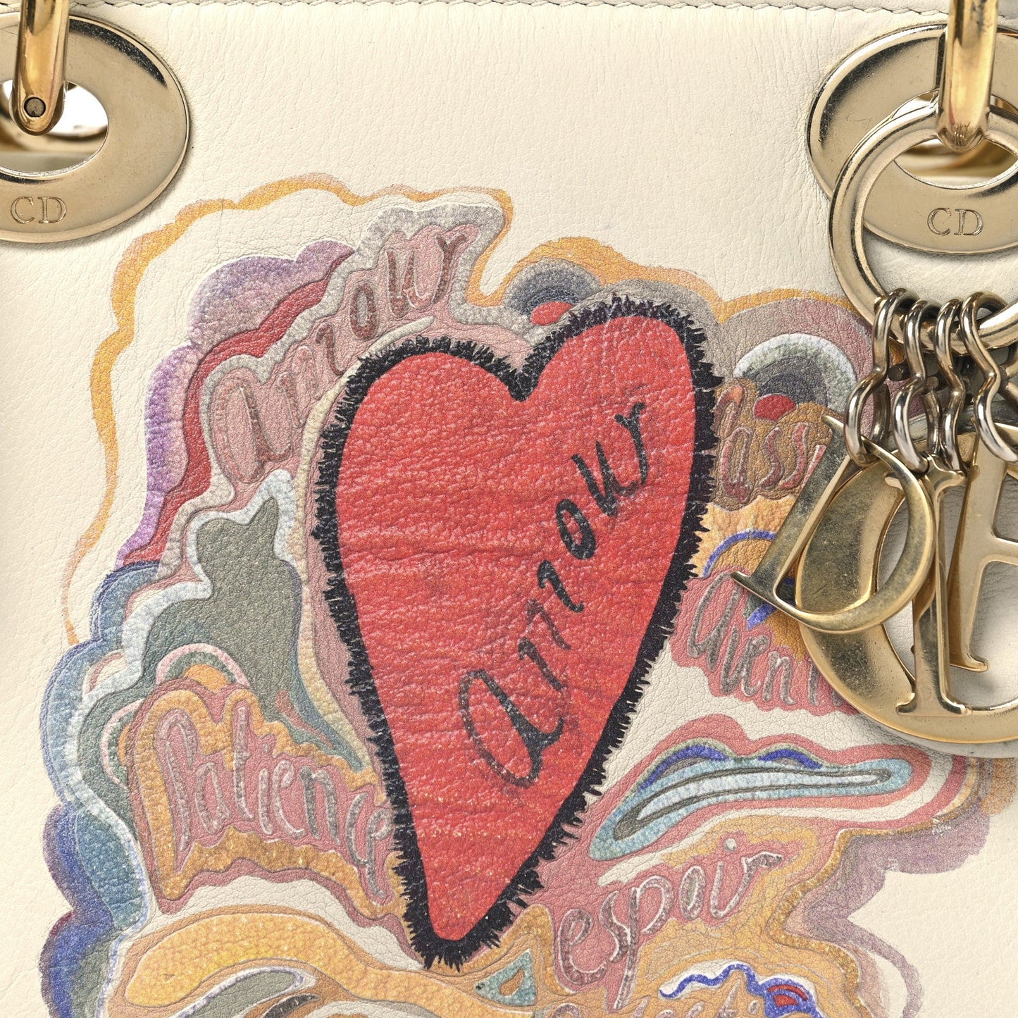 Calfskin Niki De Saint Phalle Dioramour Mini Supple Lady Dior White Multicolor