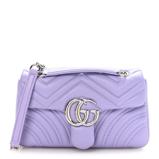 Lambskin Matelasse Small GG Marmont Shoulder Bag Lapis