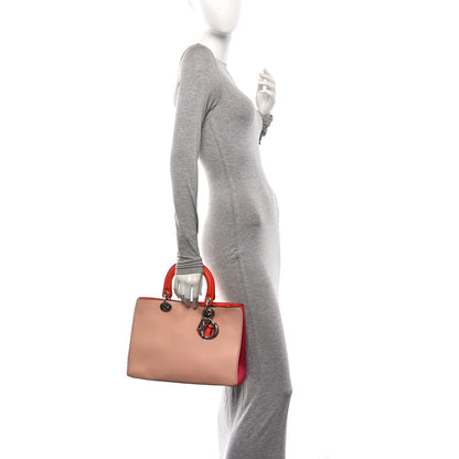 Smooth Calfskin Medium Tri-Color Diorissimo Tote Pink Fuchsia Orange