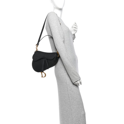 Grained Calfskin Saddle Bag With Strap Black