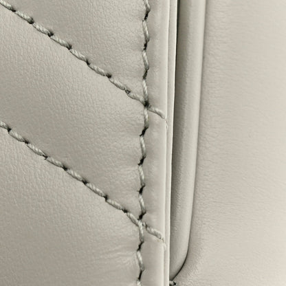Calfskin Matelasse Mini GG Marmont Shoulder Bag With Card Holder Light Grey Salvy Green