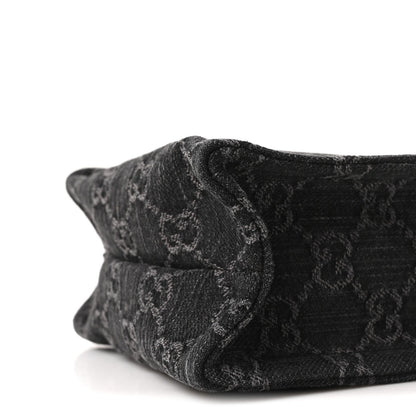 Denim GG Monogram Calfskin Mini Ophidia Tote Bag Black
