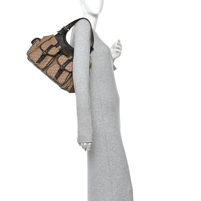 Monogram Pocket Satchel Brown Beige