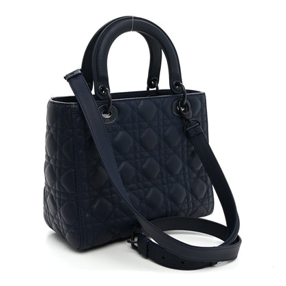 Ultra Matte Calfskin Cannage Medium Lady Dior Blue
