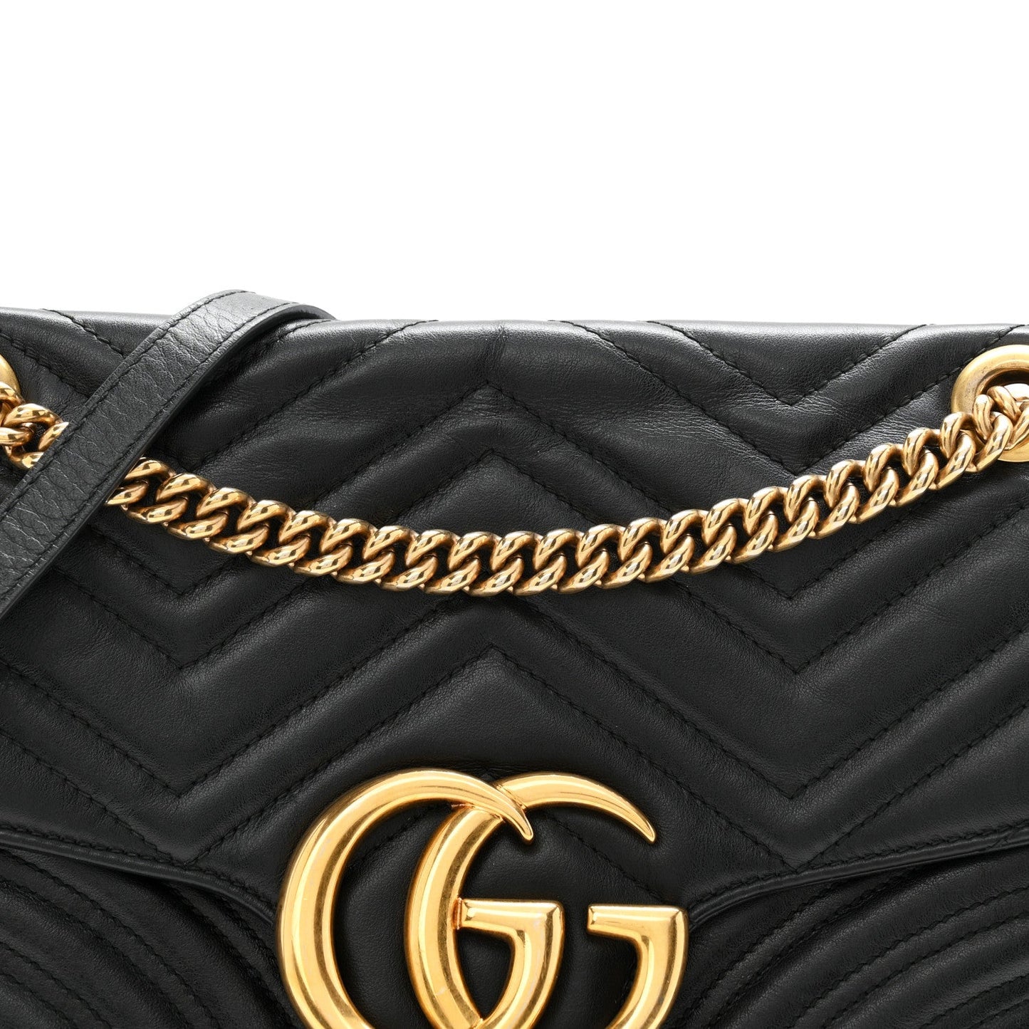 Calfskin Matelasse Medium GG Marmont Shoulder Bag Black