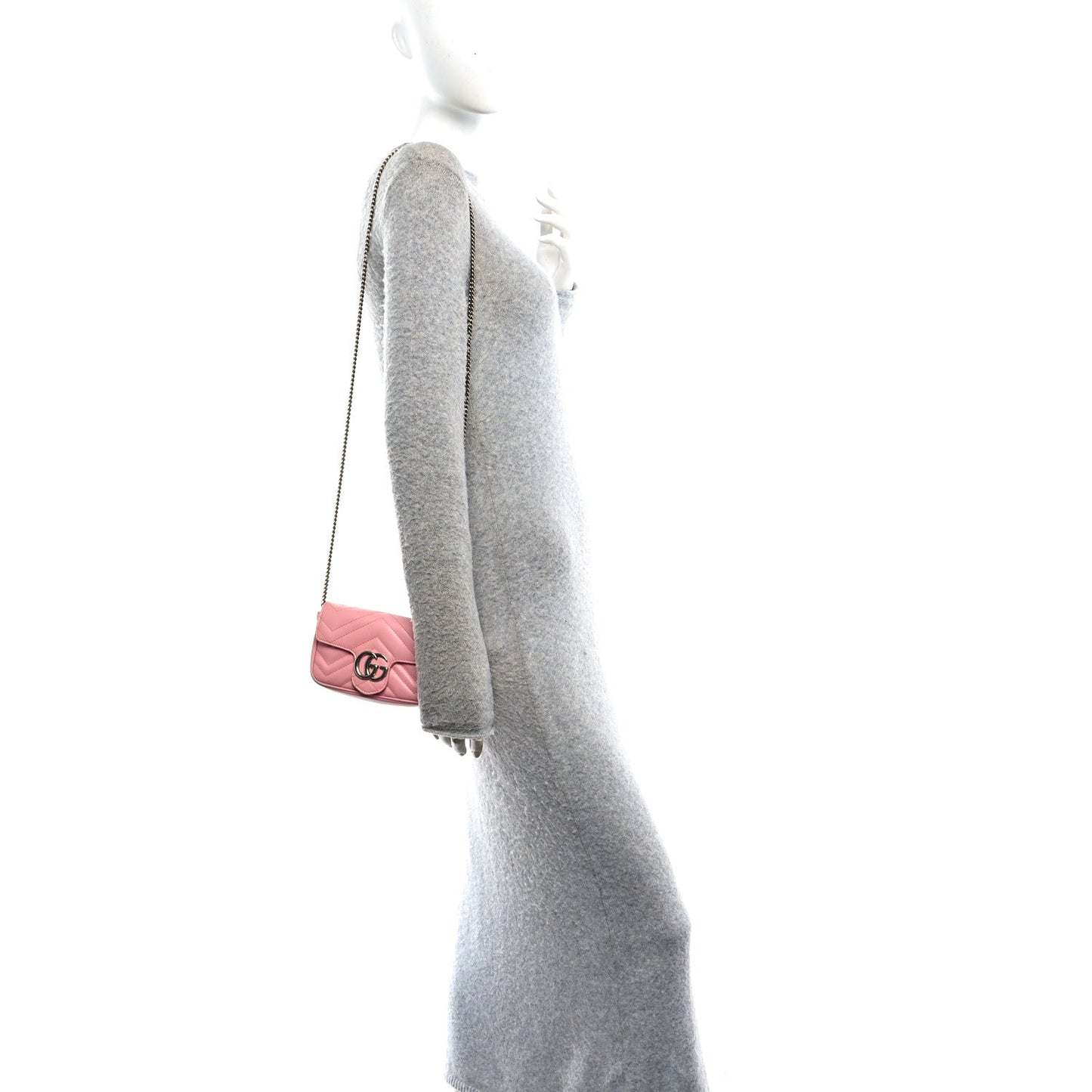 Calfskin Matelasse Super Mini GG Marmont Shoulder Bag Wild Rose