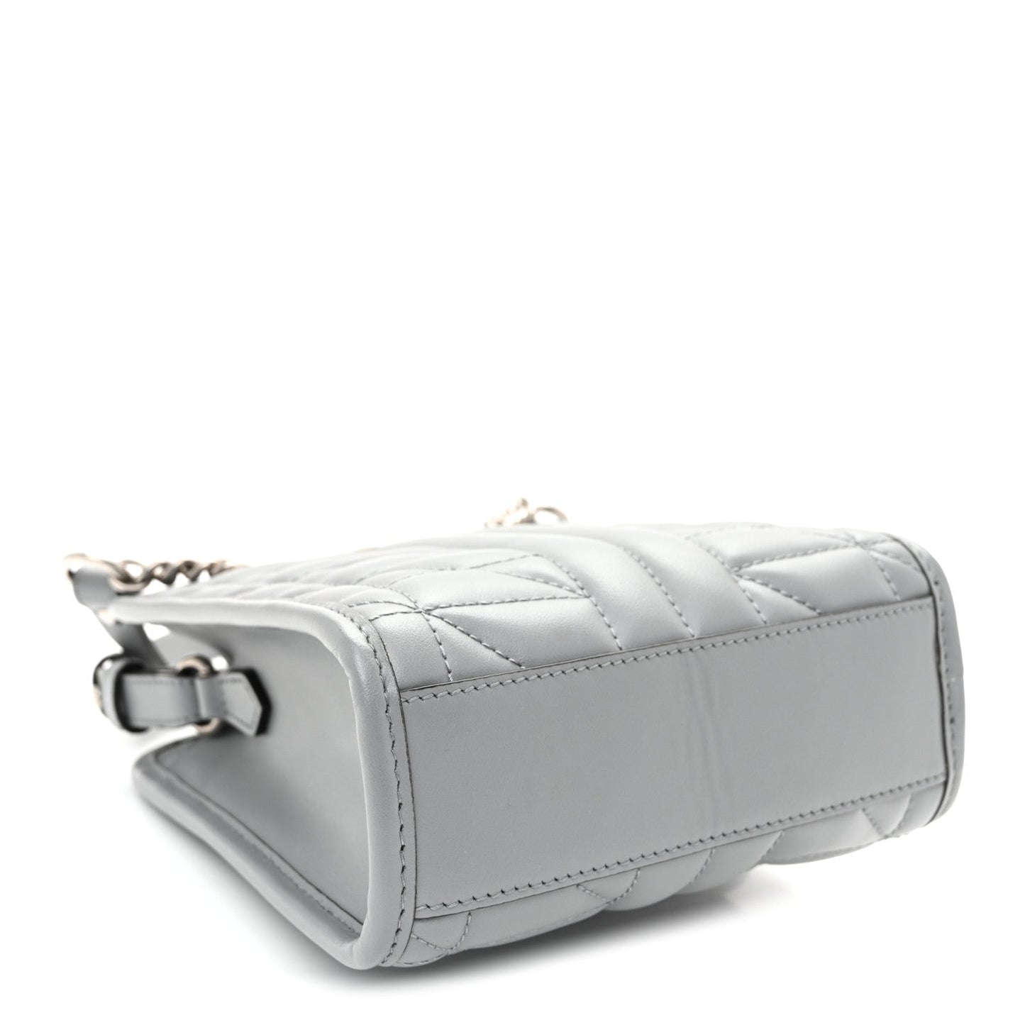 Calfskin Matelasse Chevron Mini GG Marmont Tote Grey