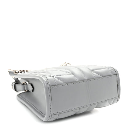 Calfskin Matelasse Chevron Mini GG Marmont Tote Grey
