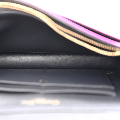 Metallic Patent Micro-Cannage Diorama Wallet on Chain Pouch Pink