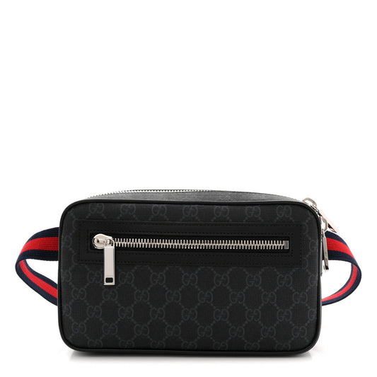 Soft GG Supreme Monogram Web Belt Bag Black Grey