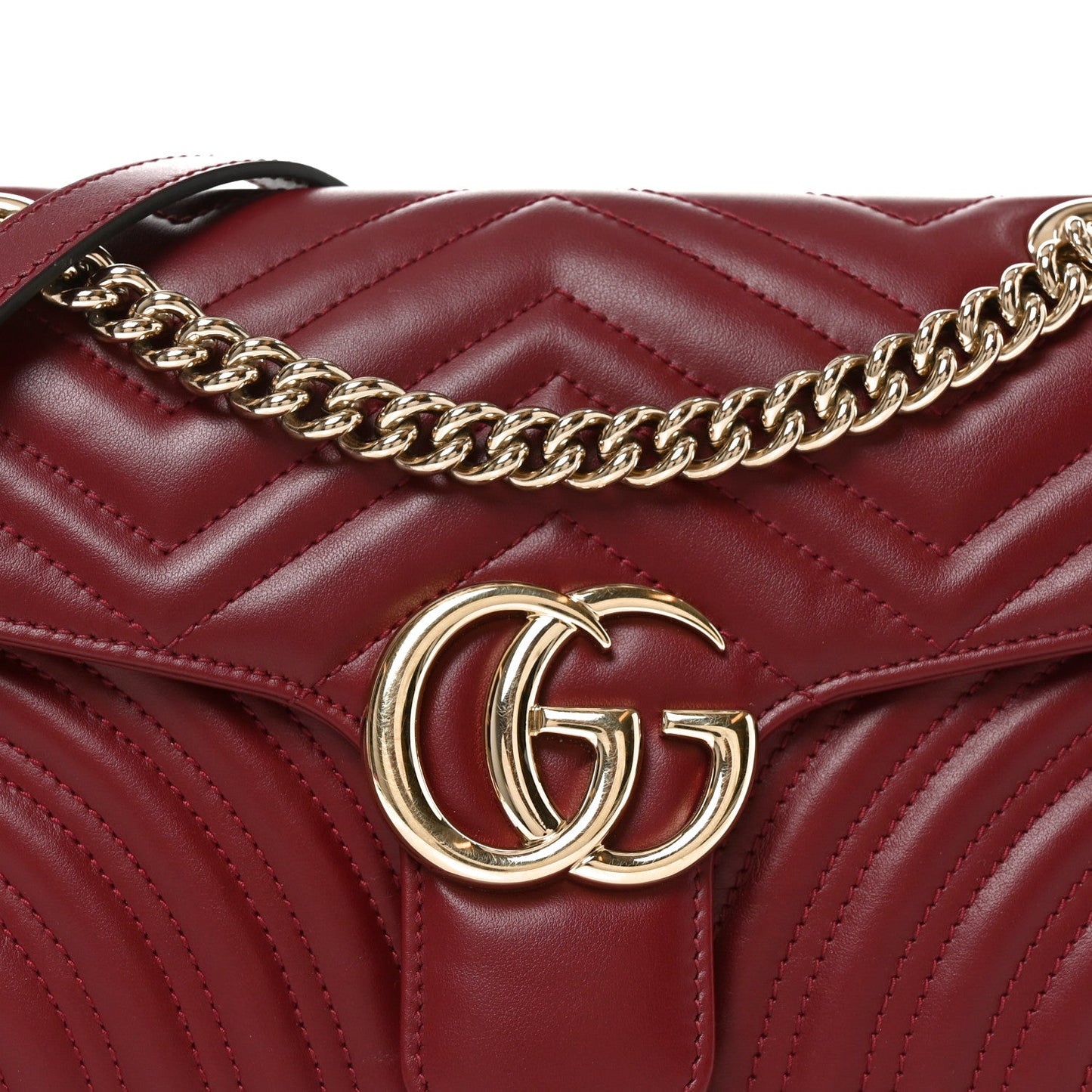 Calfskin Matelasse Small GG Marmont Shoulder Bag Rosso Ancora Red