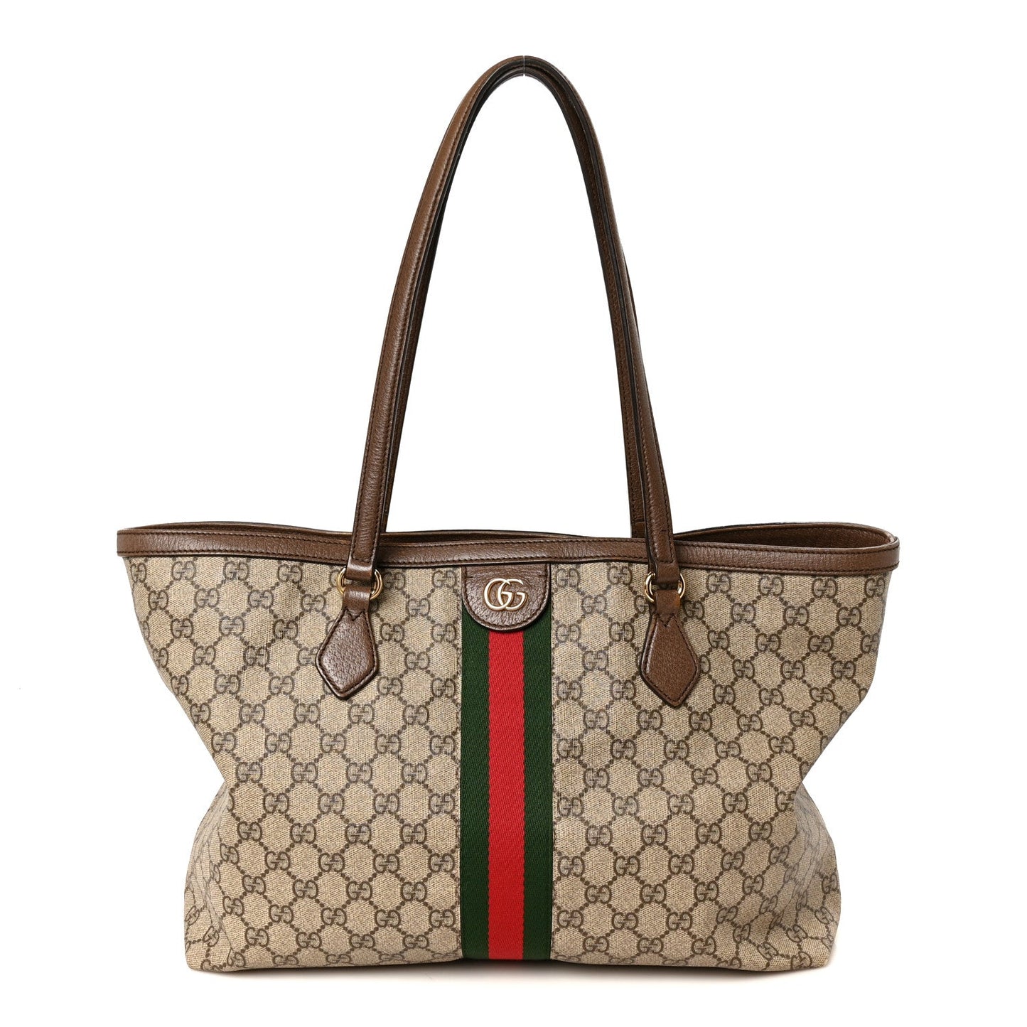 GG Supreme Monogram Medium Ophidia Shopping Tote Brown