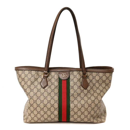 GG Supreme Monogram Medium Ophidia Shopping Tote Brown