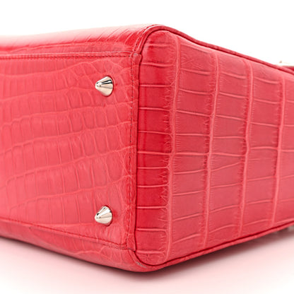 Alligator Medium Lady Dior Red