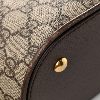 GG Supreme Monogram Web Medium Top Handle Ophidia Dome Shoulder Bag Brown