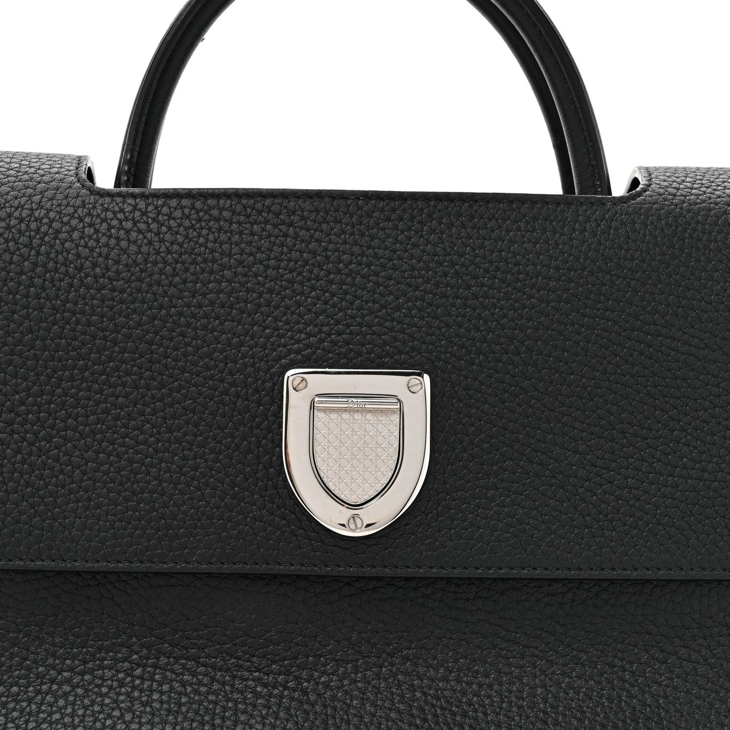Grained Calfskin Large Diorever Flap Black
