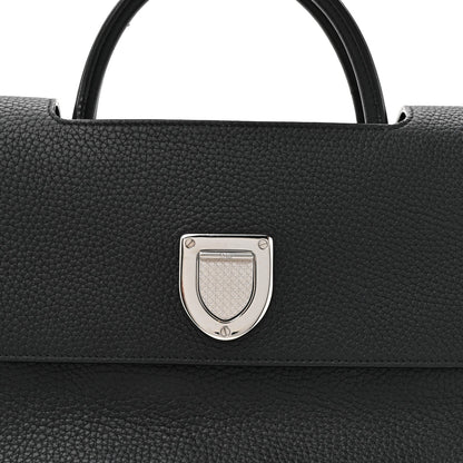 Grained Calfskin Large Diorever Flap Black