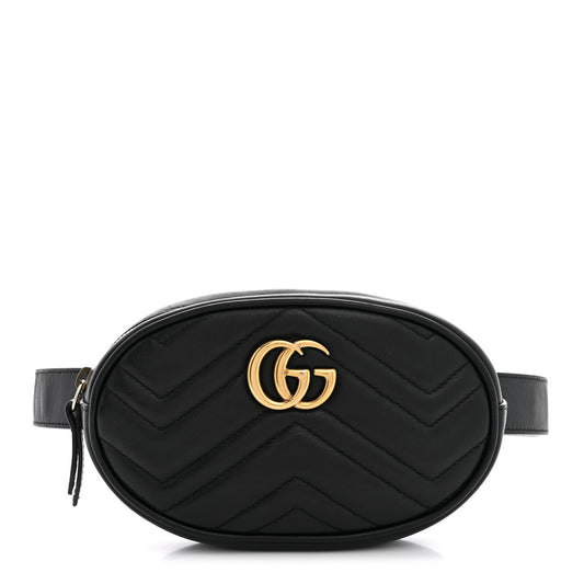 Calfskin Matelasse GG Marmont Belt Bag 75 30 Black