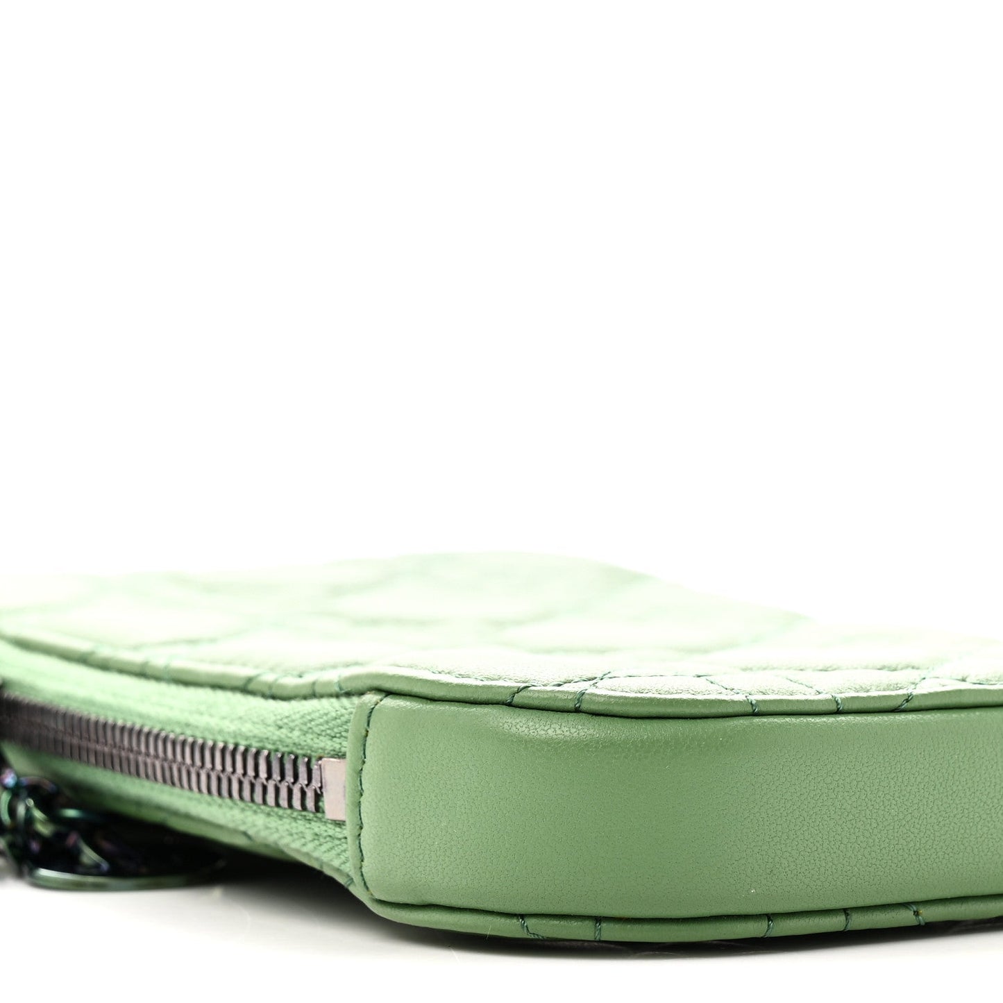 Lambskin Cannage Lady Dior Phone Holder Jade Green