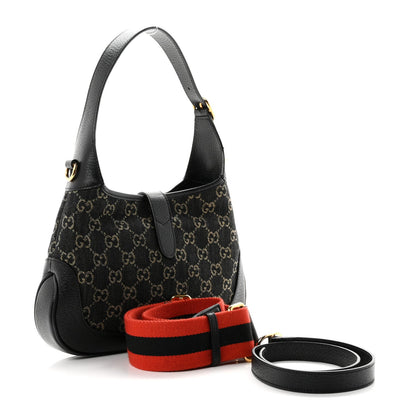 Jacquard Denim GG Monogram Small Jackie 1961 Hobo Black Ivory