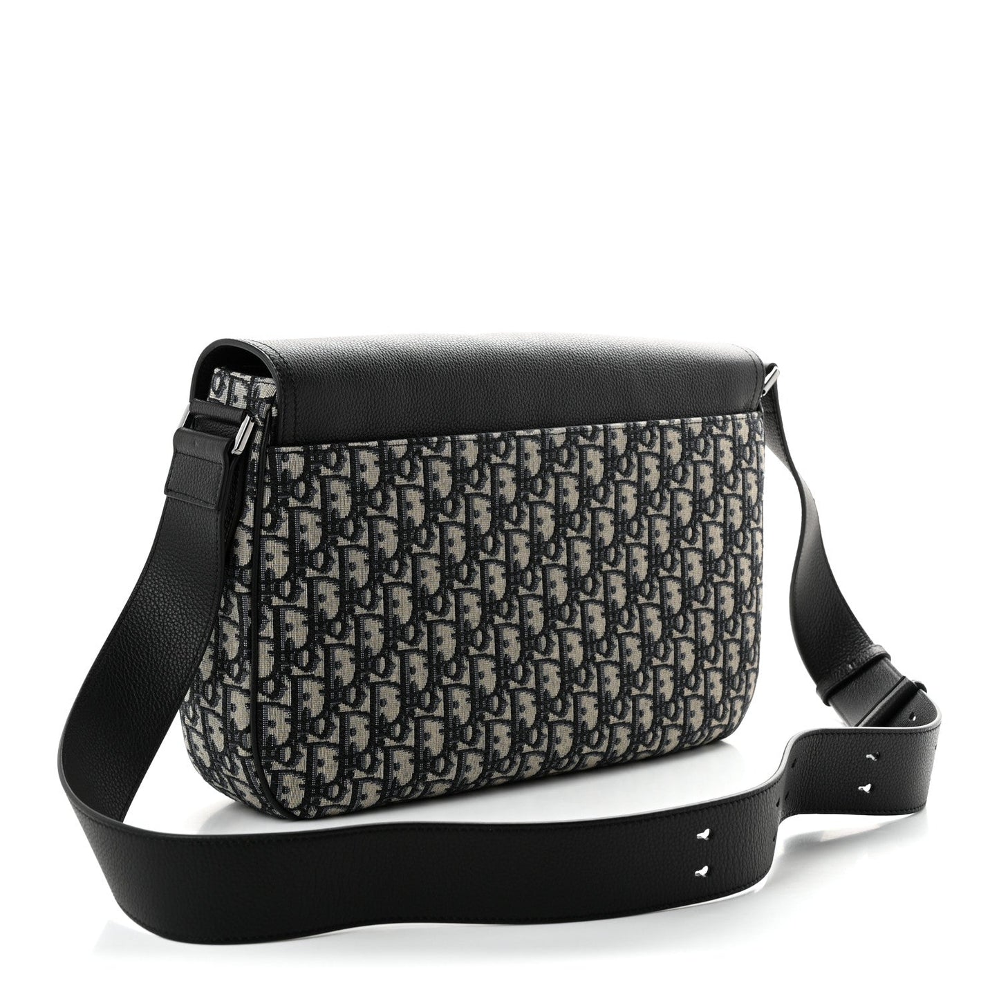 Grained Calfskin Oblique Large Saddle Messenger Black
