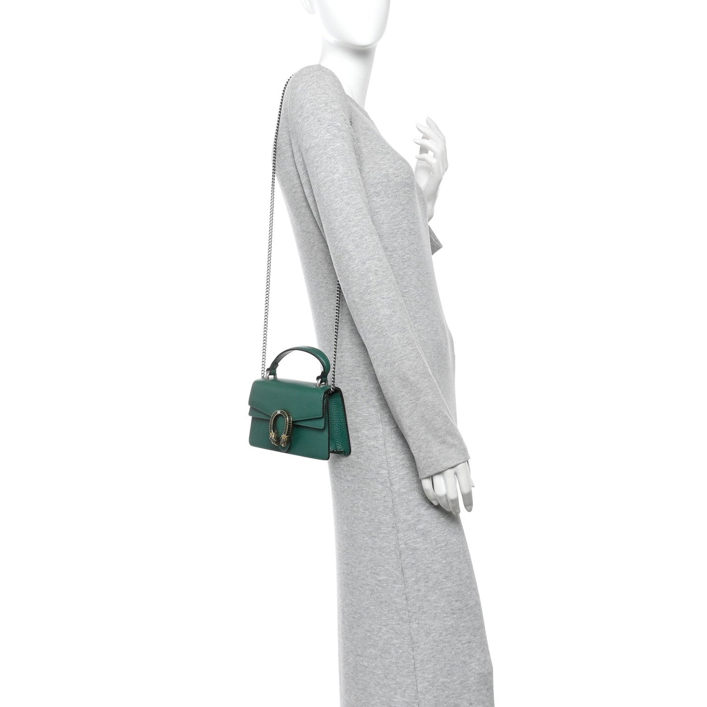 Dollar Calfskin Crystal Mini Dionysus Top Handle Bag Emerald