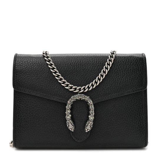 Calfskin Mini Dionysus Chain Wallet Black