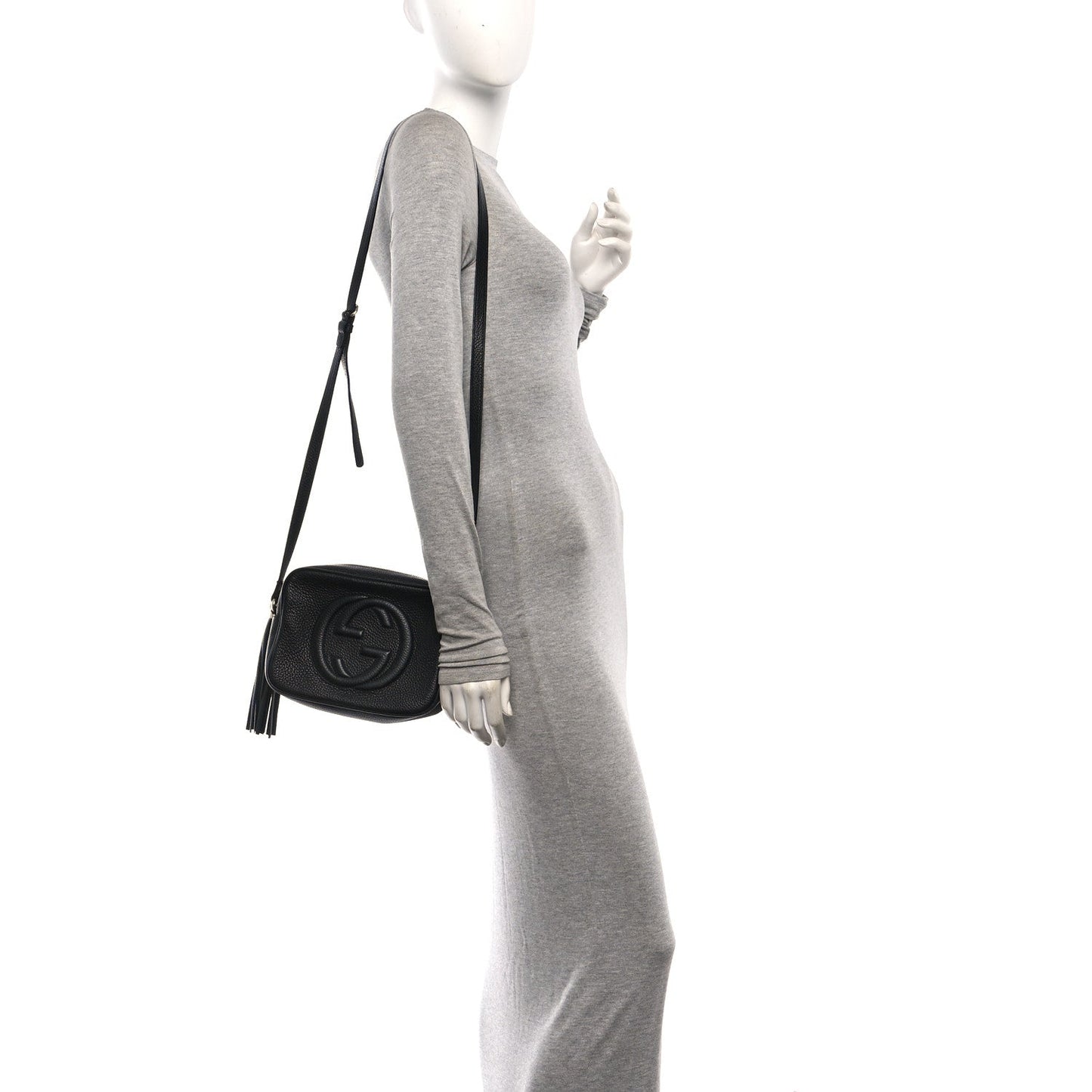 Pebbled Calfskin Small Soho Disco Bag Black