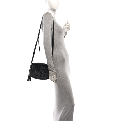 Pebbled Calfskin Small Soho Disco Bag Black
