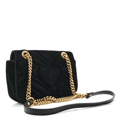 Velvet Matelasse Mini GG Marmont Shoulder Bag Black