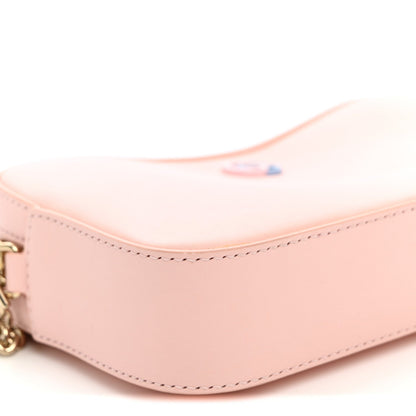 Dollar Calfskin Enamel Super Mini GG Marmont Chain Shoulder Bag Light Pink Blue