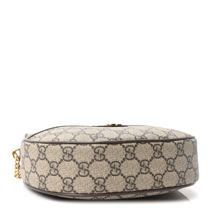 GG Supreme Monogram Textured Dollar Calfskin Small Ophidia Shoulder Bag Beige Ebony New Acero