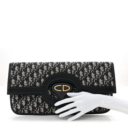 Oblique Fold Over Clutch Blue