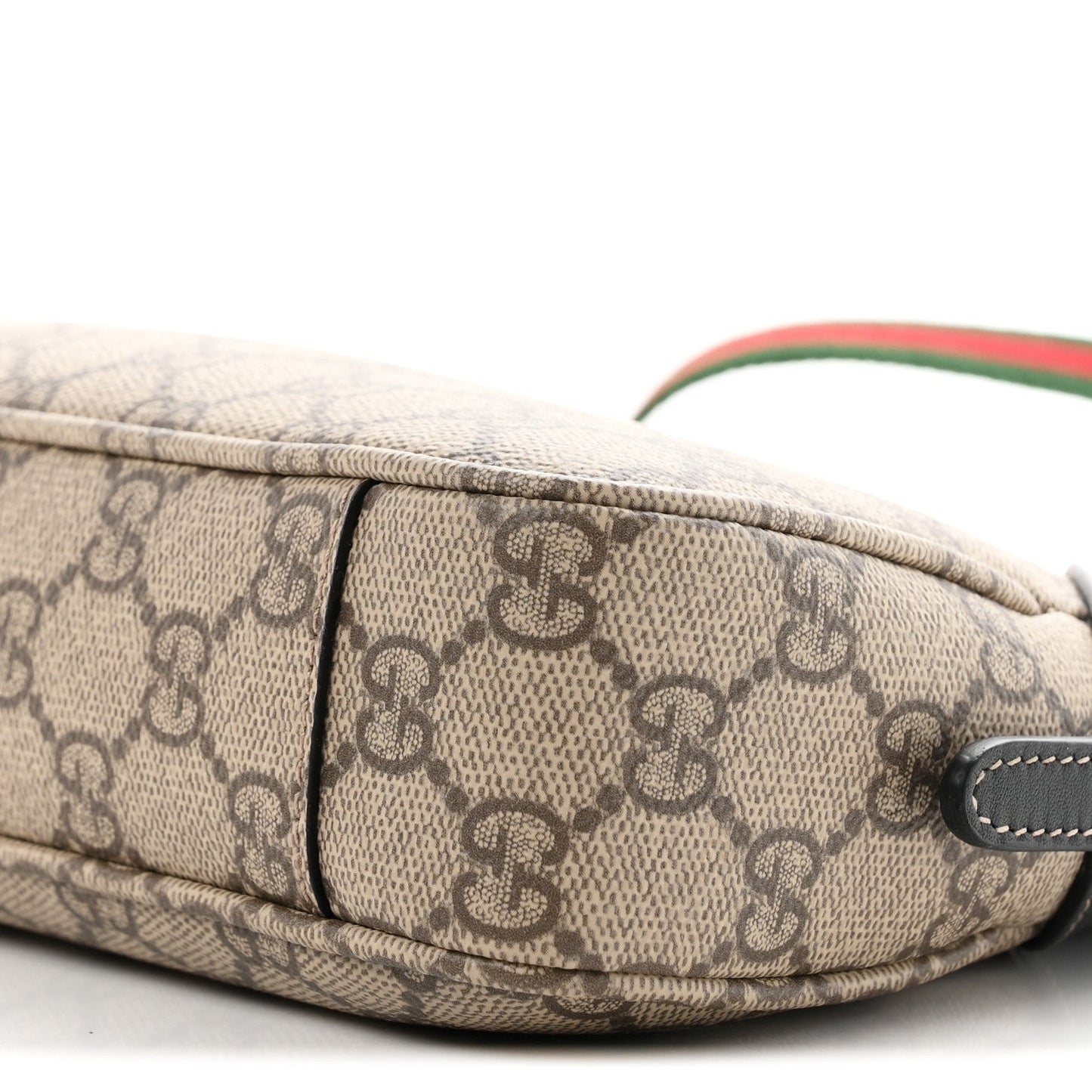 GG Supreme Monogram Textured Calfskin Small Emblem Shoulder Bag Beige Black