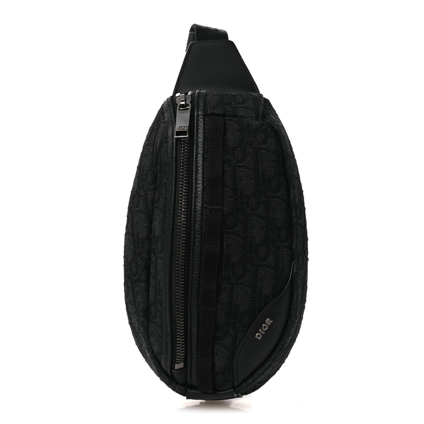 Grained Calfskin Oblique Scarab Sling Bag Black