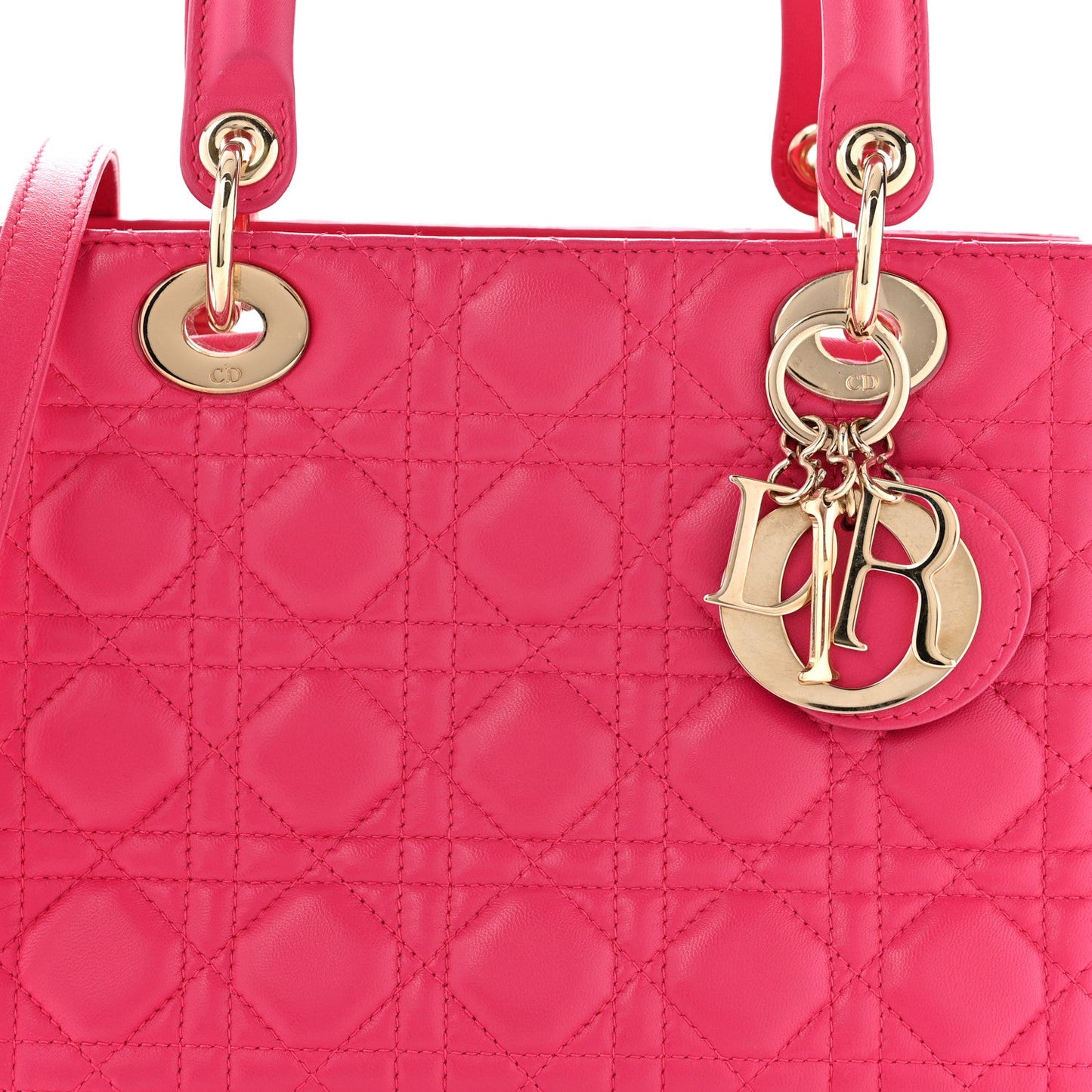 Lambskin Cannage Medium Lady Dior Fuchsia