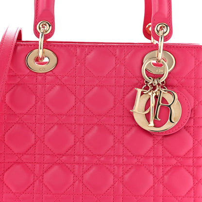 Lambskin Cannage Medium Lady Dior Fuchsia