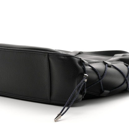 X SACAI Nylon Grained Calfskin Saddle Tote Black