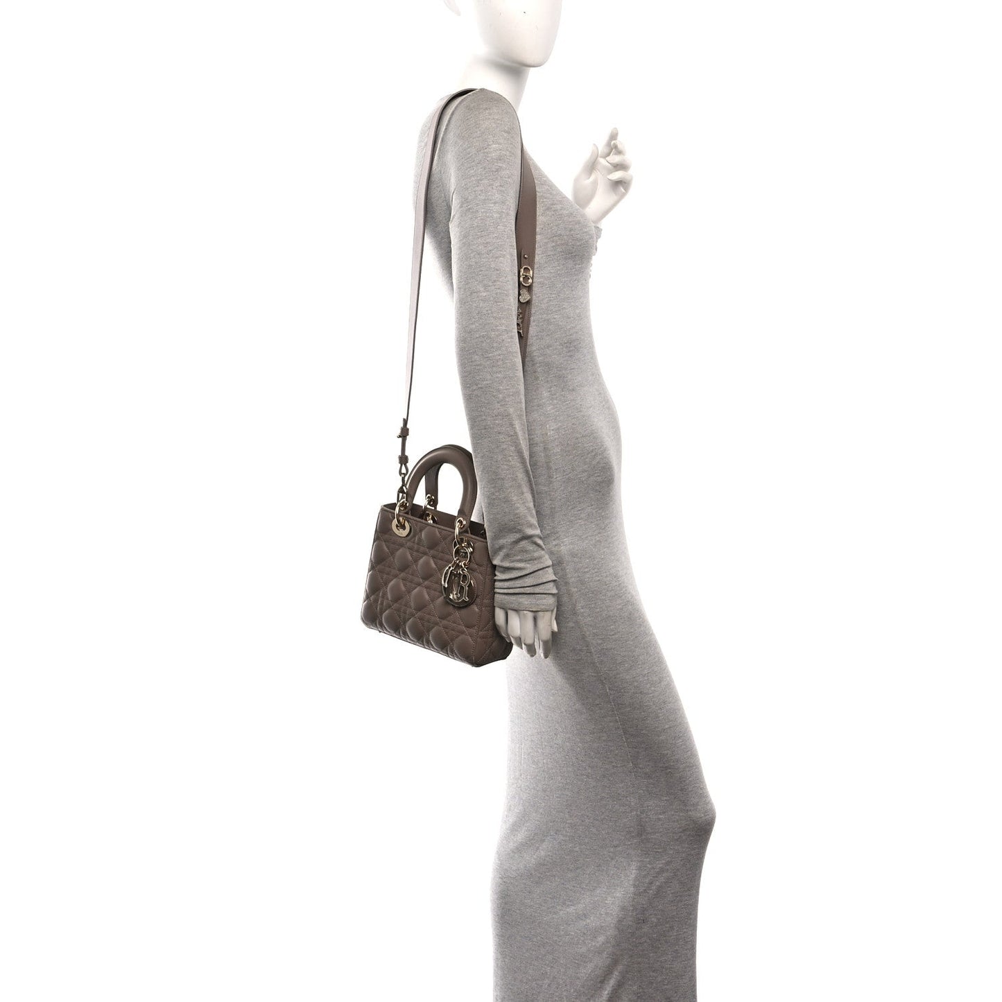 Lambskin Cannage Small My ABCDior Lady Dior Warm Taupe