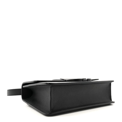 Ultra Matte Grained Calfskin 30 Montaigne Flap Bag Black