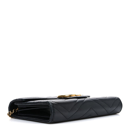 Calfskin Matelasse GG Marmont Chain Wallet Black