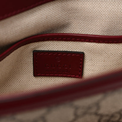 GG Supreme Monogram Horsebit 1955 Soft Small Shoulder Bag Beige Ebony Rosso Ancora