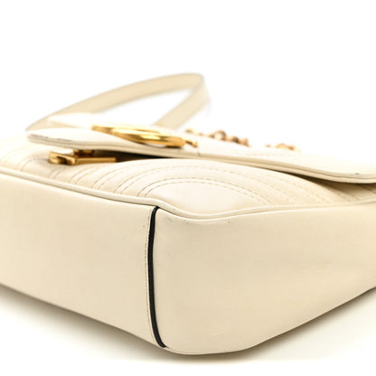 Calfskin Matelasse Small GG Marmont Shoulder Bag White