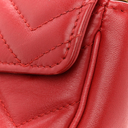 Calfskin Matelasse Super Mini GG Marmont Shoulder Bag Hibiscus Red