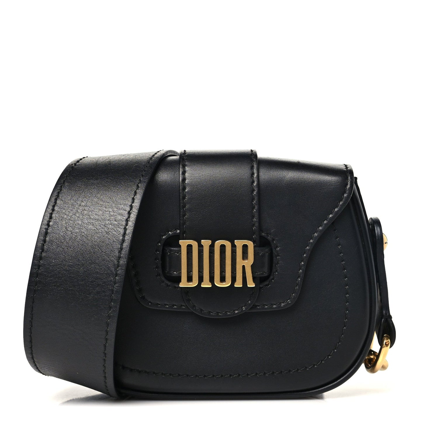 Calfskin Mini D Fence Saddle Bag Black